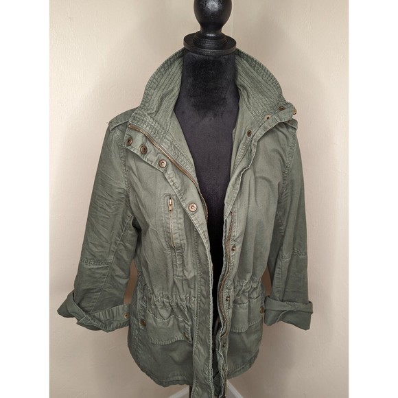 Army Green Cargo Jacket Women's 100% Cotton Large - Picture 2 of 14